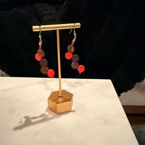 Brown and Red Dangle Earrings